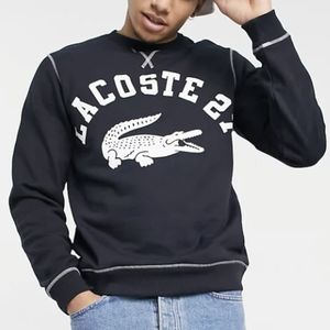 Lacoste 27 croc logo sweatshirt in navy, large